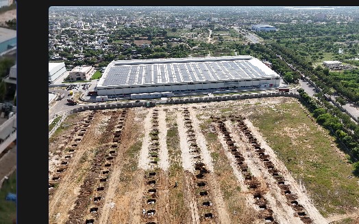 Aerial view of the upcoming Oswal Cables facility at Mahindra World City